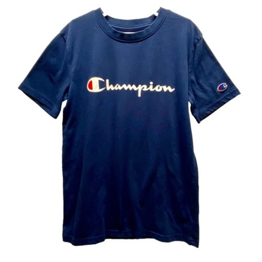 Champion T-Shirt Youth Large Navy‎ Blue Short Sleeve Crewneck Activewear Tee GUC